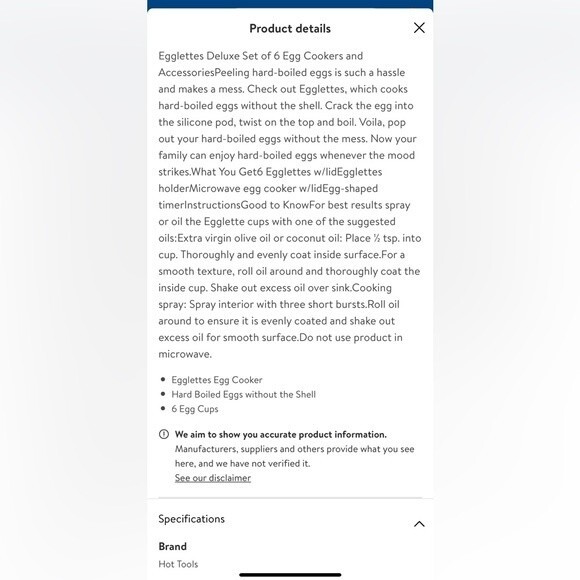 NWOB Egglettes Egg Cooker Hard Boiled Eggs w/out the Shell 6) Cups & 1) Cooker - Picture 6 of 7